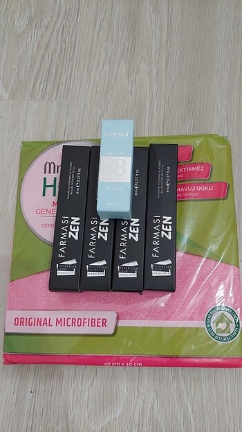 Farmasi Zen maskara ve temizlik bezi 5li paketBB ruj hediyeli indirimli
