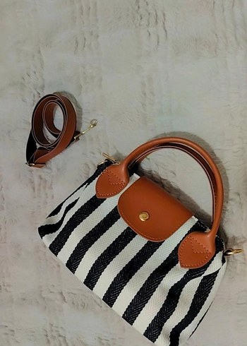 Tokalı Kahverengi Zebra Desenli Kadın Çanta