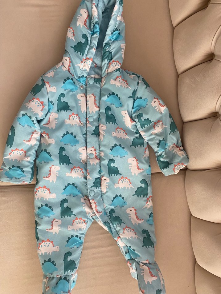 Mavi Dinozor Desenli Bebek Tulum - Görsel 3