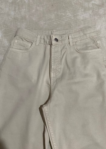 Bej Kadın yüksek belPantolon boyfırent - Görsel 2