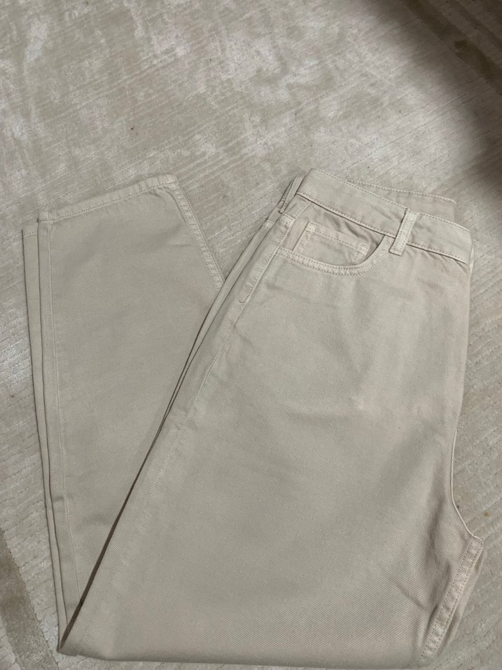 Bej Kadın yüksek belPantolon boyfırent - Görsel 3