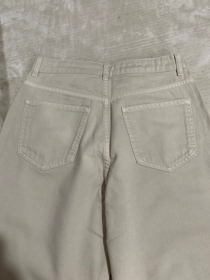 Bej Kadın yüksek belPantolon boyfırent - Görsel 4