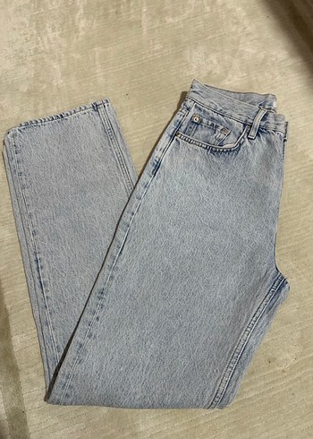 Gri boru kesim Kadın Kot Pantolon - Görsel 2