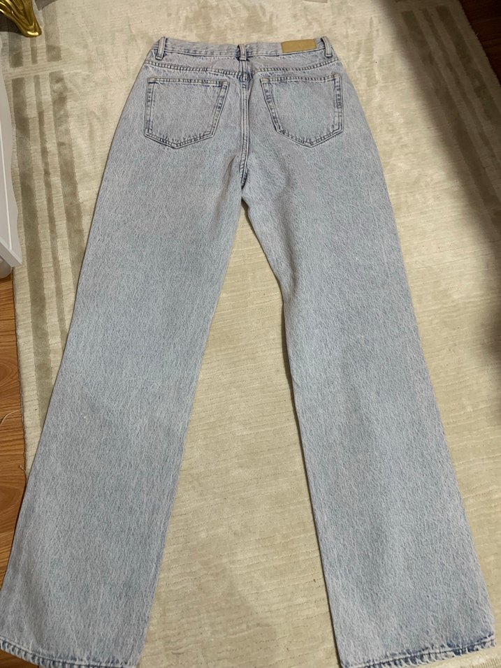 Gri boru kesim Kadın Kot Pantolon - Görsel 5