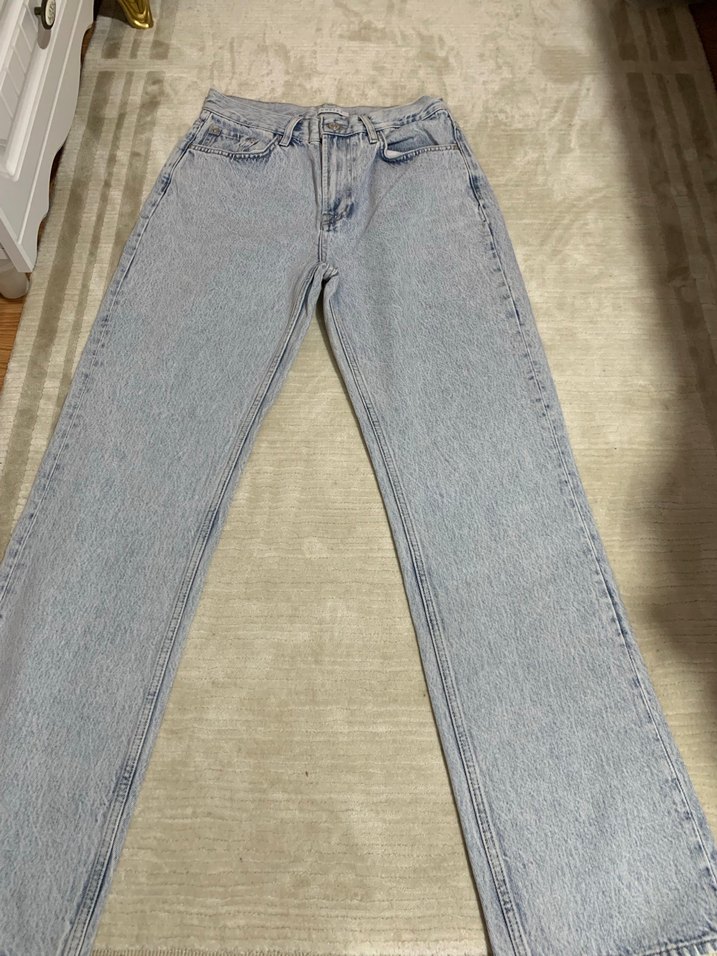 Gri boru kesim Kadın Kot Pantolon - Görsel 4