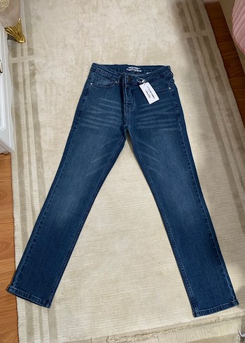 Düğmeli Mavi Erkek Denim Pantolon - Görsel 3