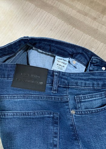 Düğmeli Mavi Erkek Denim Pantolon - Görsel 4