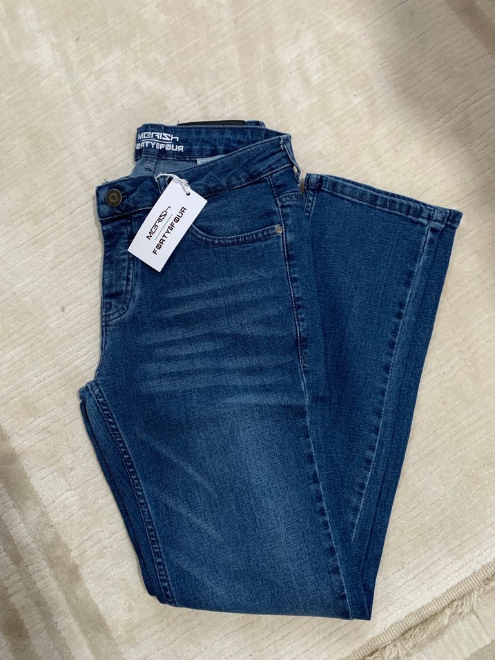 Düğmeli Mavi Erkek Denim Pantolon - Görsel 5