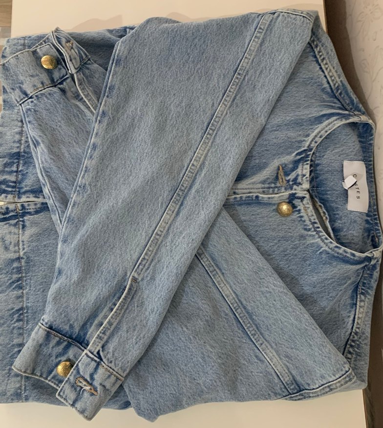 Düğmeli Mavi Vintage Denim Ceket - Görsel 5