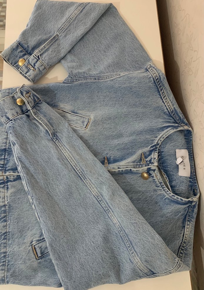 Düğmeli Mavi Vintage Denim Ceket - Görsel 4