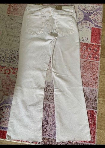 Beyaz midi Kadın Kot Pantolon - Görsel 4