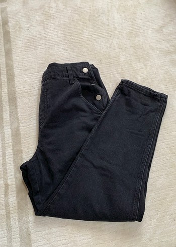 Kadın Siyah Denim Askılı Tulum - Görsel 5