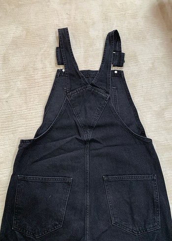 Kadın Siyah Denim Askılı Tulum - Görsel 3