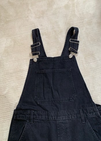 Kadın Siyah Denim Askılı Tulum - Görsel 2