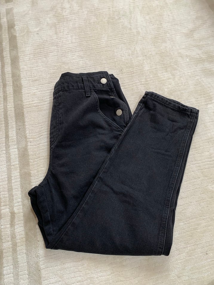 Kadın Siyah Denim Askılı Tulum - Görsel 5