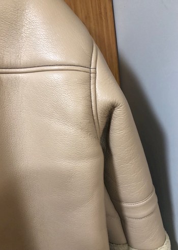 Bej Kürklü Deri Kadın Ceket - Görsel 4