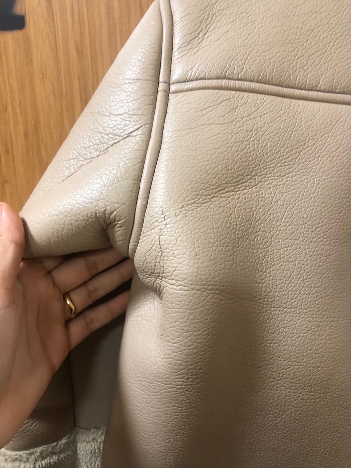 Bej Kürklü Deri Kadın Ceket - Görsel 3