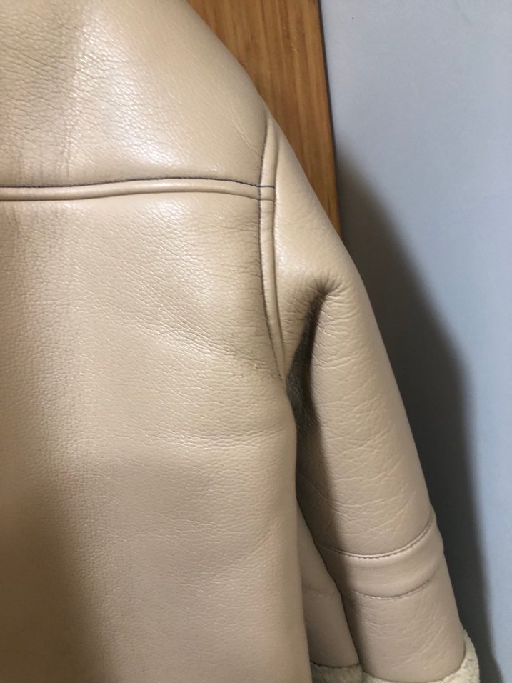 Bej Kürklü Deri Kadın Ceket - Görsel 4