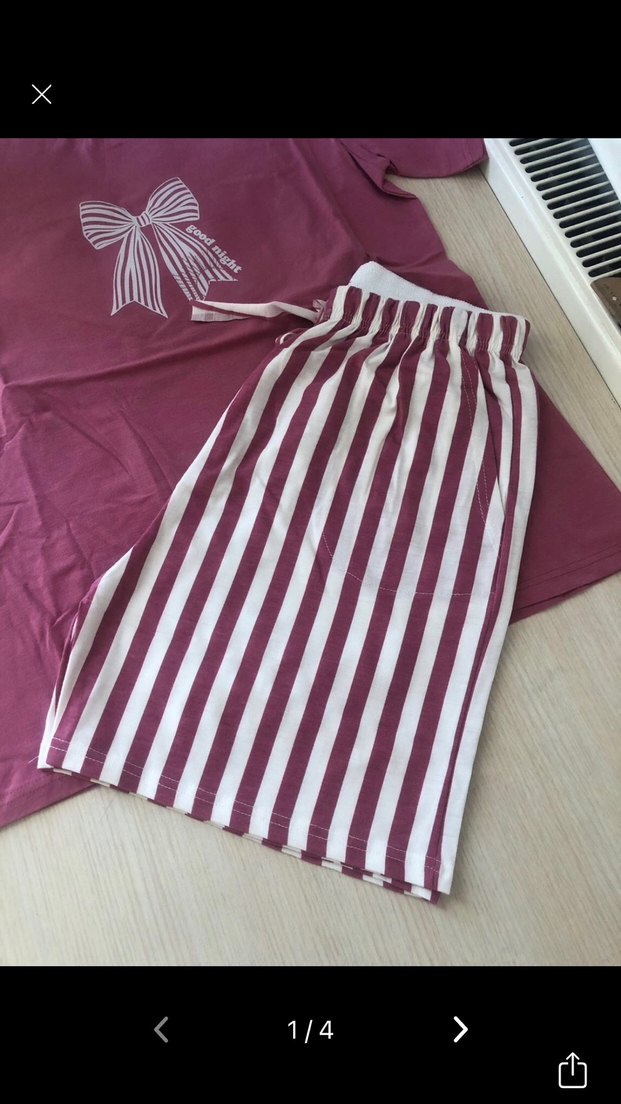 Mor şortlu pijama takımı - Görsel 2