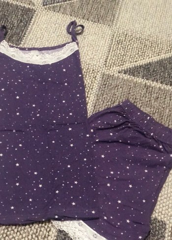 Mor  Mini Askılı Pijama Takımı - Görsel 4