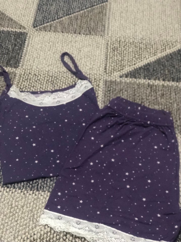 Mor  Mini Askılı Pijama Takımı - Görsel 3