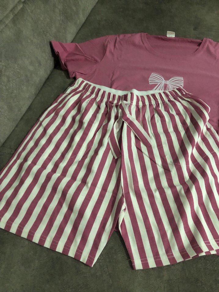 Kısa Kollu Baskılı Pijama Takımı - Görsel 5