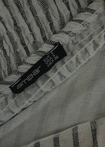 Gri Çizgili Keten Kadın Crop - Görsel 3