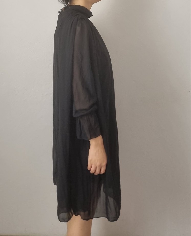 Siyah Uzun Kollu Hamile Midi Elbise - Görsel 2