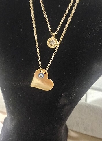 Kalp figürlü ikili kolye  - Görsel 3