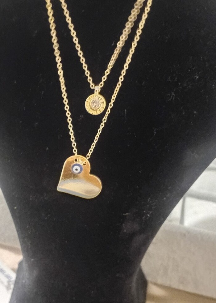 Kalp figürlü ikili kolye  - Görsel 2