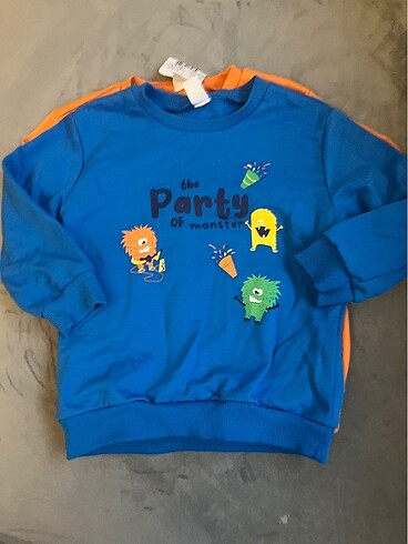 24-36 Ay Beden mavi Renk Bebek ikili sweatshirt