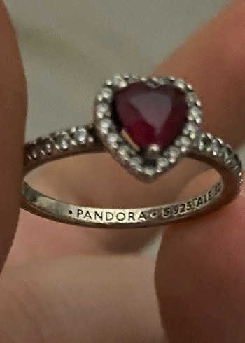Kırmızı Taşlı Pandora Kalp Yüzük Orijinal - Görsel 4
