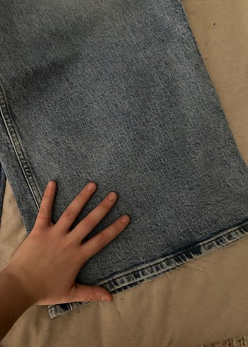 Mavi Bol Kesim Kadın Kot Pantolon - Görsel 3