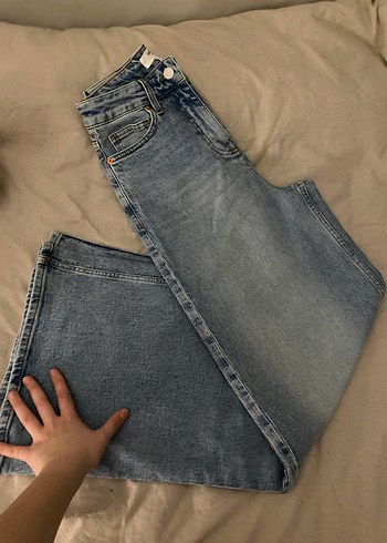 Mavi Bol Kesim Kadın Kot Pantolon - Görsel 4