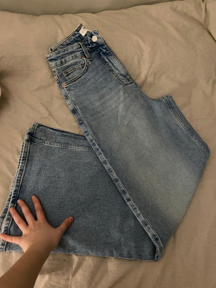 Mavi Bol Kesim Kadın Kot Pantolon - Görsel 4