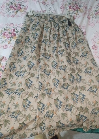 Bej Çiçek Desenli Bohem Uzun Etek - Görsel 2