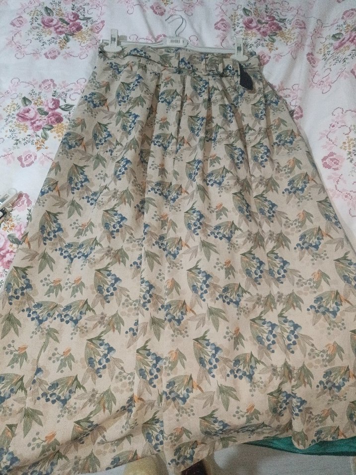 Bej Çiçek Desenli Bohem Uzun Etek - Görsel 2