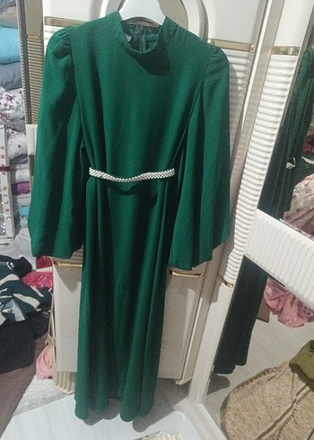 Parlak Yeşil Uzun Kollu Salaş Kadın Elbise - Görsel 2