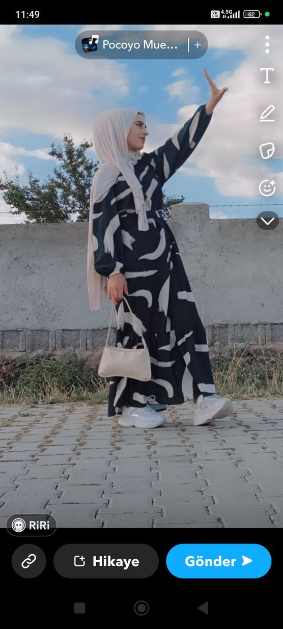 Zebra Desenli Uzun Salaş Elbise - Görsel 2