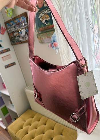 Parlak Pembe Deri Kadın Çanta - Görsel 2