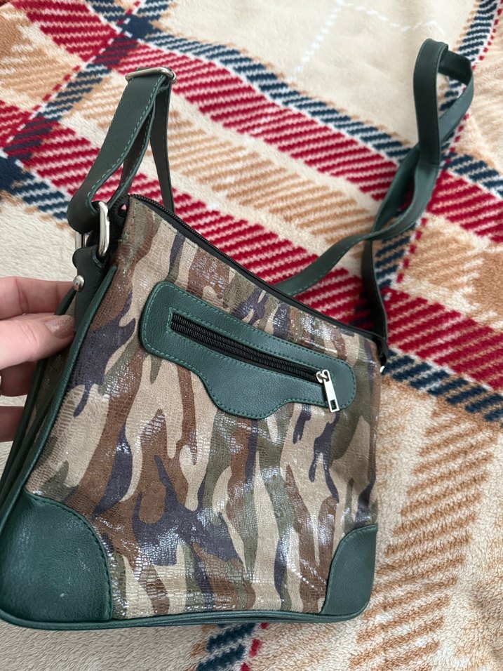 Deri Kamuflaj Desenli Fermuarlı Kadın Çanta - Görsel 2