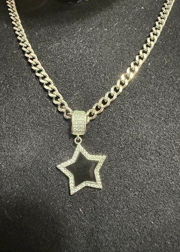 Gri Zincirli Yıldız Kolye - Görsel 3