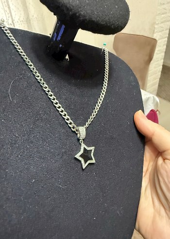 Gri Zincirli Yıldız Kolye - Görsel 2