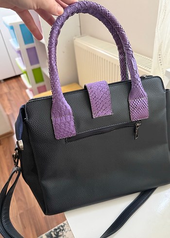 Mor Yılan Derisi Desenli Kadın Deri Çanta - Görsel 2