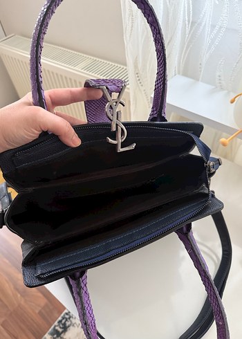 Mor Yılan Derisi Desenli Kadın Deri Çanta - Görsel 3