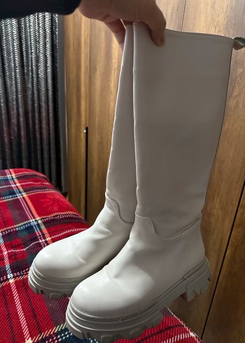 Kadın Beyaz Deri çizme - Görsel 3