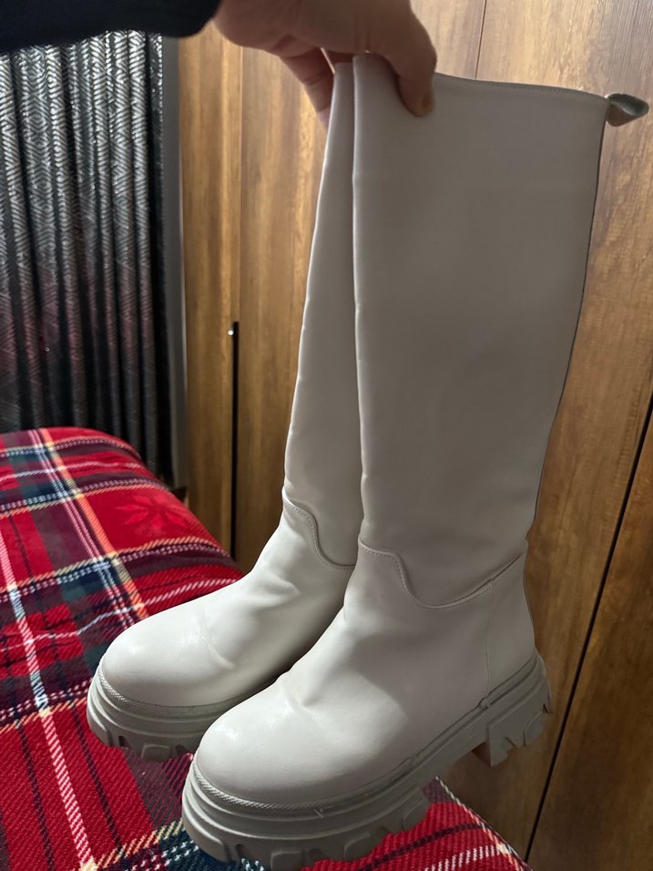 Kadın Beyaz Deri çizme - Görsel 3