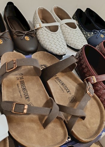 Birkenstock Kahverengi Deri Tokalı Terlik