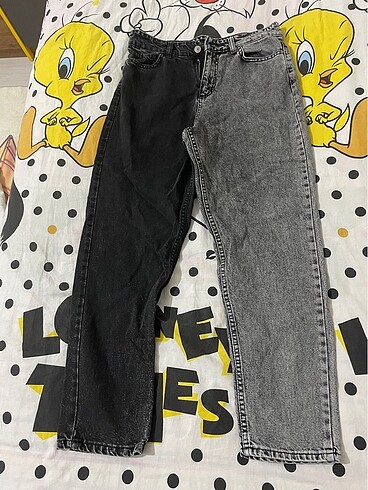 iki renkli mom jeans kot