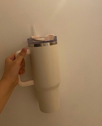 Beden 1.2L Bej Paslanmaz Çelik Pipetli Termos